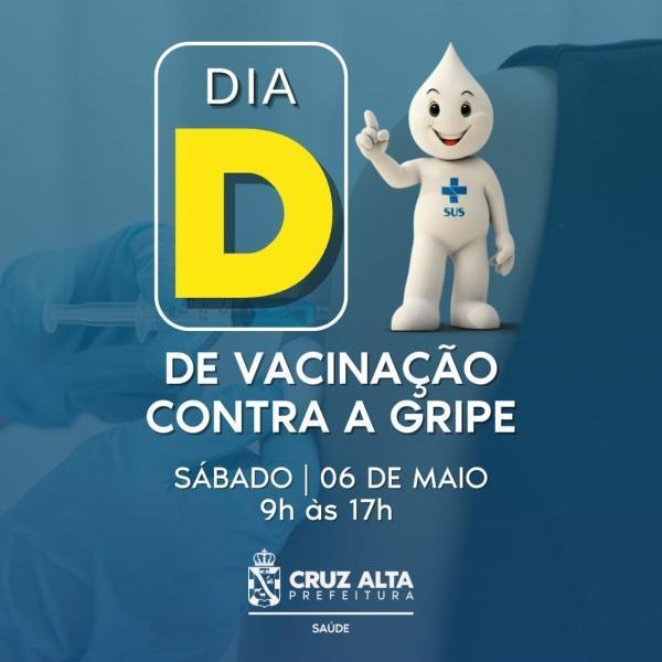 Dia D de vacinação contra a gripe será no próximo sábado dia 06  em Cruz Alta 
