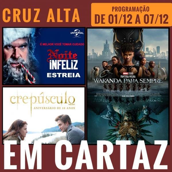 Pantera Negra, Noite Infeliz e Crepúsculo em cartaz no Cine Globo