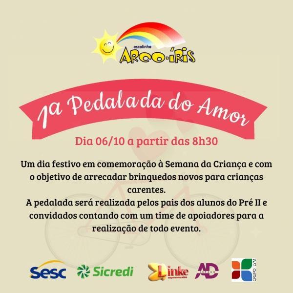 Escolhinha Arco Íris promove pedalado para arrecadar brinquedos para doação