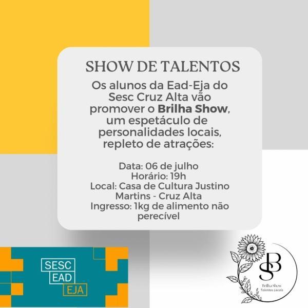 EAD-EJA do Sesc promove evento com os principais talentos de Cruz Alta 