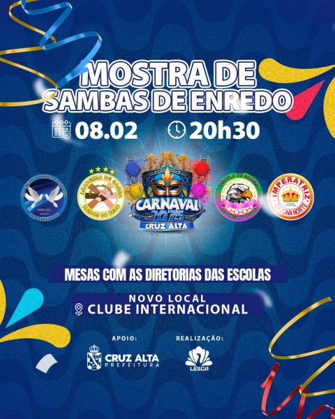 CARNAVAL 2025> Mostra dos Sambas Enredos é hoje no Clube Internacional