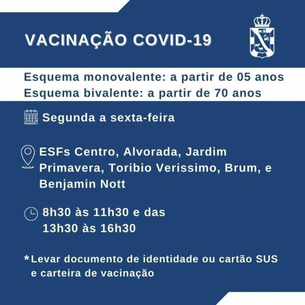 Confira os locais de vacinação contra Covid-19 nesta quarta-feira em Cruz Alta