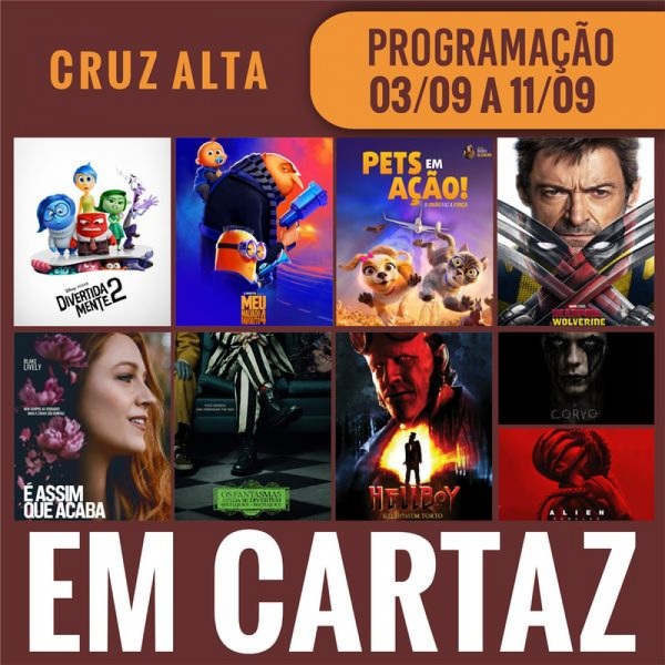 CINEMA: Confira os filmes em Cartaz neste sábado 07 de Setembro em Cruz Alta