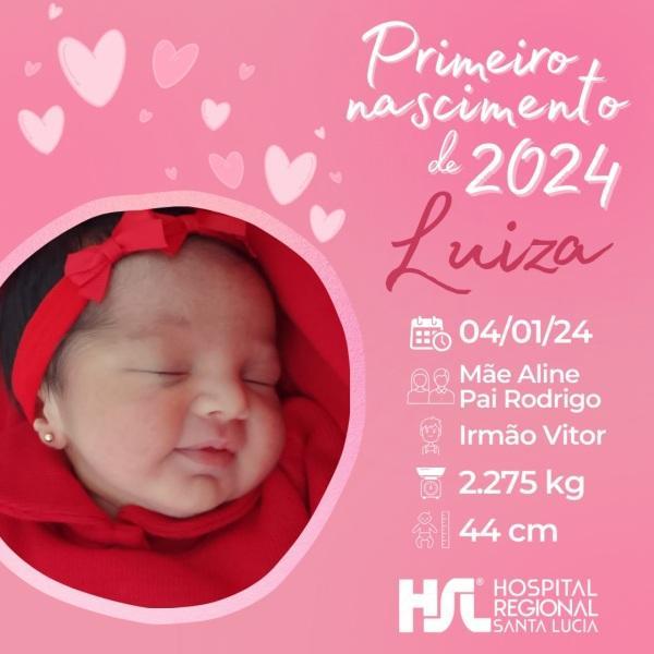 Primeiro bebê nascida no Hospital Santa Lúcia em 2024 é uma menina: Luiza!