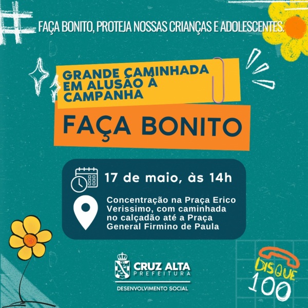 Caminhada da Campanha Faça Bonito será na sexta-feira dia 17 de Maio 