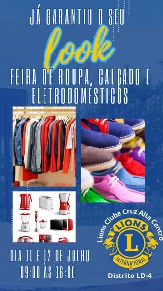 Lions Clube Centro promove feira de roupas e eletrodomésticos nesta terça