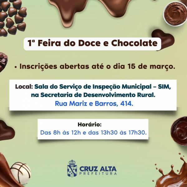 Inscrições para a 1ª Feira do Doce e Chocolate seguem abertas até sexta-feira
