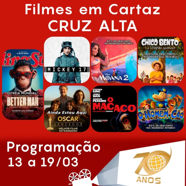 CINEMA: Confira os filmes em Cartaz neste sábado em Cruz Alta