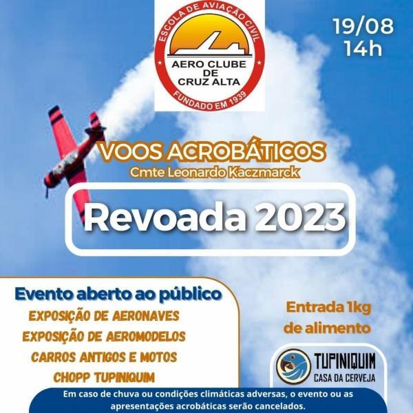 Revoada 2023 será realizada no sábado dia 19 no Aeroclube de Cruz Alta