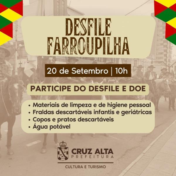 Desfile do 20 de Setembro está confirmado e será solidário em Cruz Alta