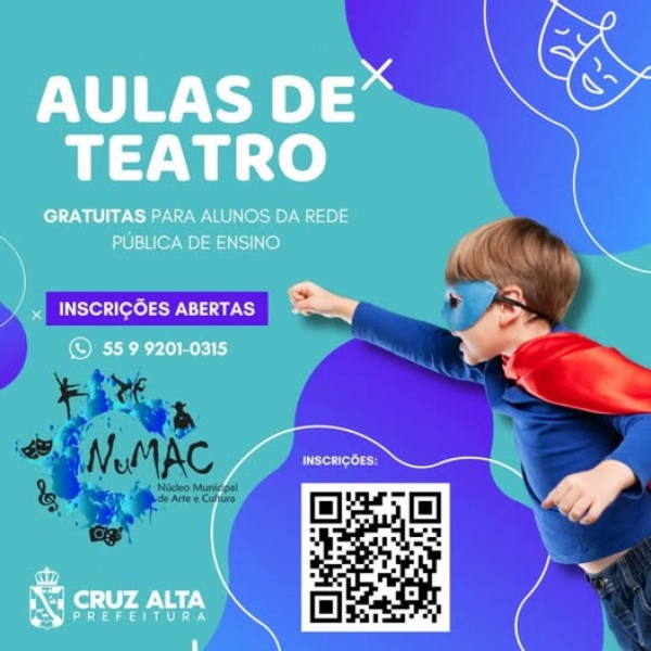 NUMAC abre inscrições para aulas de teatro para alunos da rede pública