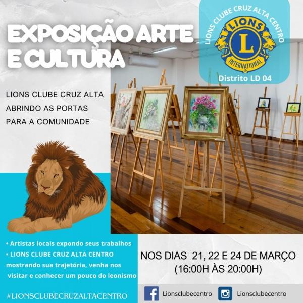 Exposição Arte e Cultura no Lions Clube Cruz Alta Centro começa hoje 