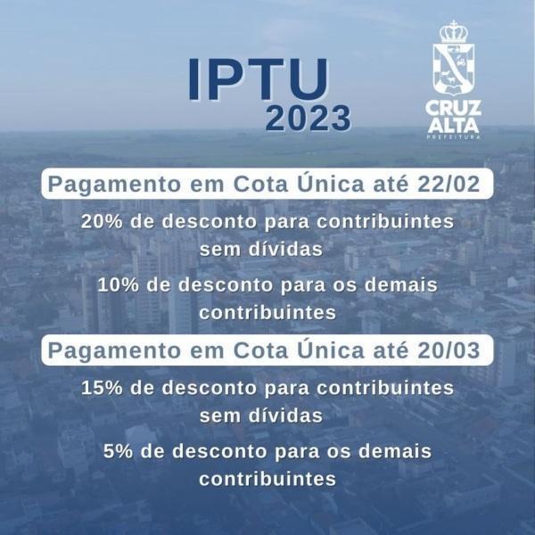 Prazo para pagar o IPTU 2023 com 20% de desconto termina nesta quarta-feira