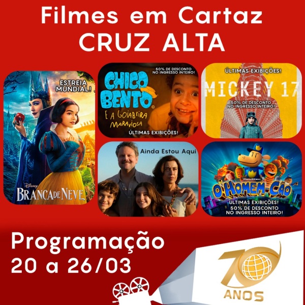 CINEMA: Confira os filmes em Cartaz neste sábado em Cruz Alta