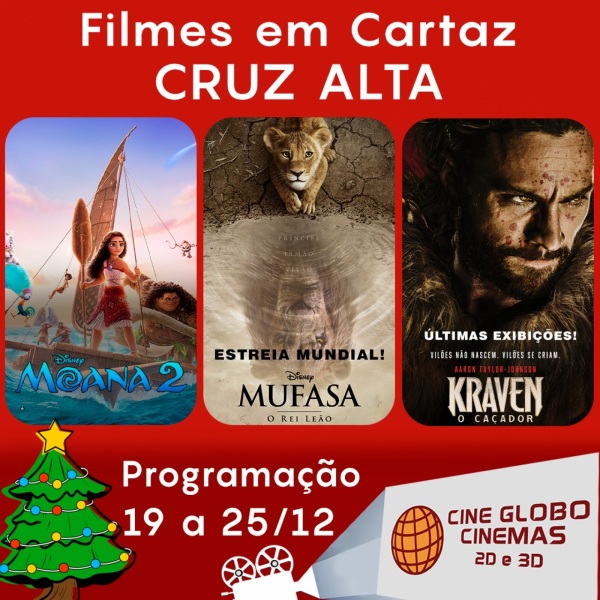 CINEMA: Confira os filmes em Cartaz neste sábado em Cruz Alta