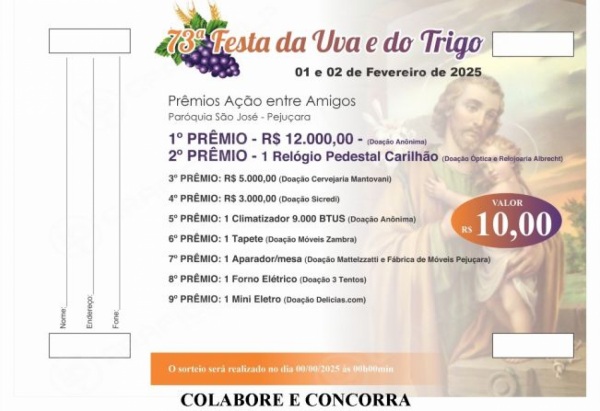 Pejuçara se prepara para a 73ª Festa da Uva e do Trigo