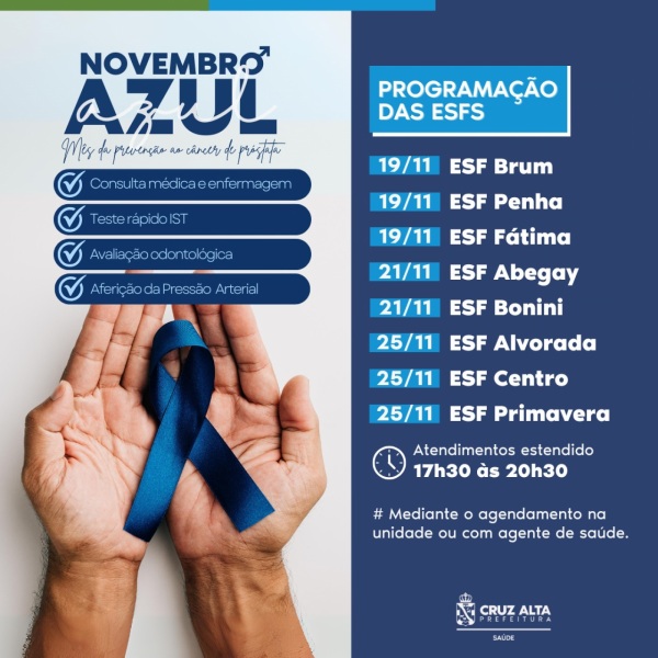 NOVEMBRO AZUL> Atividades  hoje nas ESFs Alvorada,Centro e Primavera