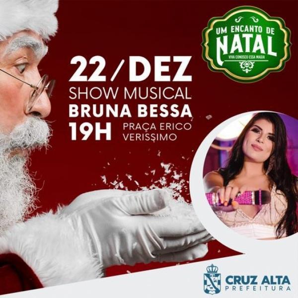 Cantora Bruna Bessa faz show gratuito na praça Erico Verissimo nesta sexta