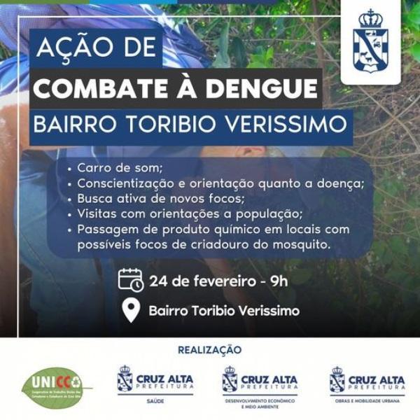 Sábado terá ações de combate à dengue no bairro Toribio Verissimo