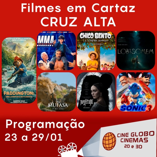 DOMINGO: Confira a programação de filmes no Cine Globo de Cruz Alta