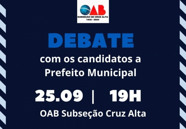 Debate entre candidatos à Prefeitura de Cruz Alta acontece nesta quarta-feira