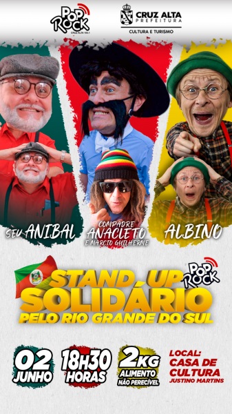 SOLIDARIEDADE> Rádio Pop Rock FM promove o Stand-up solidário no domingo