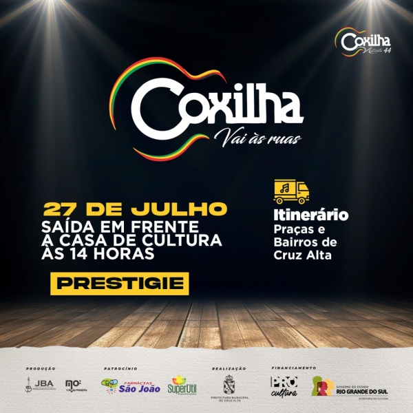 COXILHA VAI ÀS RUAS>Hoje sábado tem mais apresentações no Centro e bairros