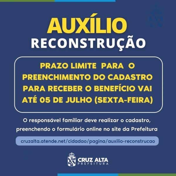 Última Semana de Cadastramento para Auxílio Reconstrução no RS