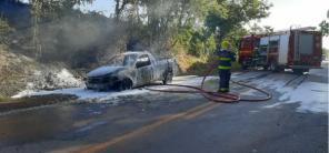 Incêndio em veículo na ERS-522 entre Ijuí e Augusto Pestana na tarde do sábado