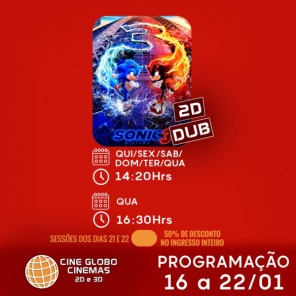 DOMINGO: Confira a programação de filmes  no Cine Globo de Cruz Alta