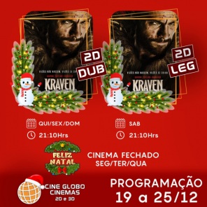 DOMINGO: Confira a programação de filmes  no Cine Globo de Cruz Alta