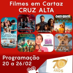 CINEMA: Confira os filmes em Cartaz neste sábado em Cruz Alta